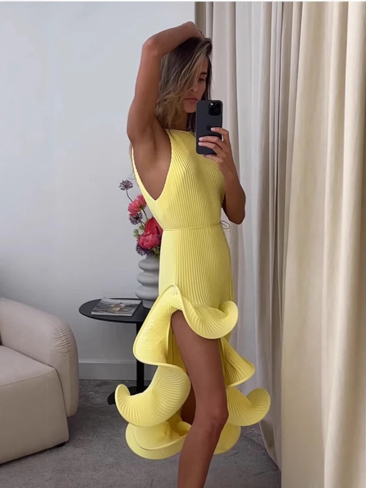 Summer Elegance: Women’s  Irregular Sleeveless Maxi Dress