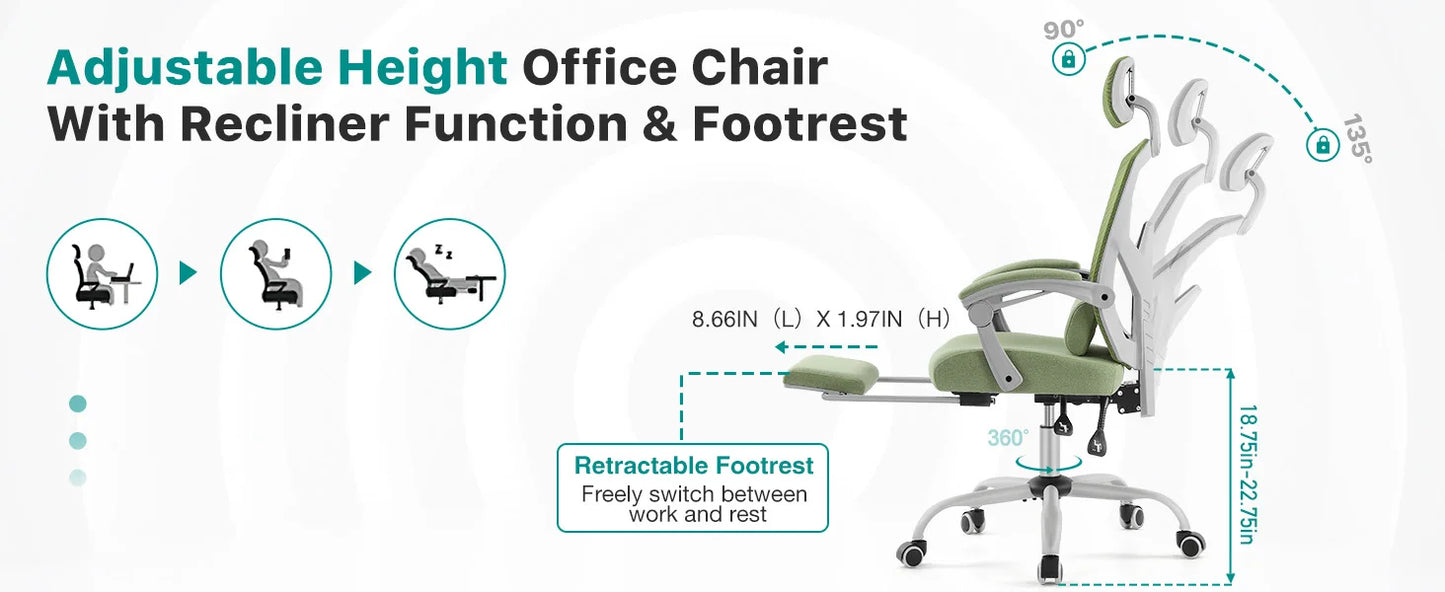 JHK Ergonomic High-Back Mesh Reclining Office Chair