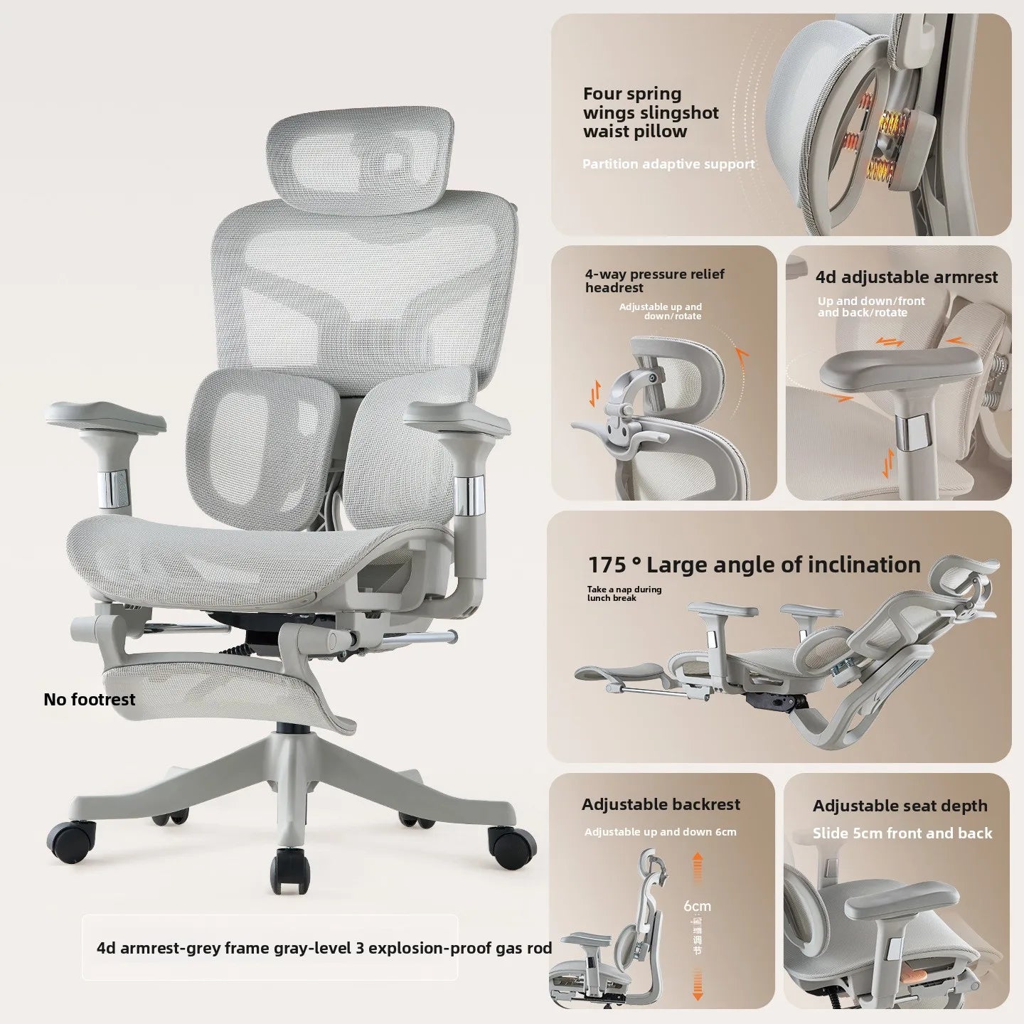 Ergonomic Gaming Chair with 6D Armrest & Lumbar Support