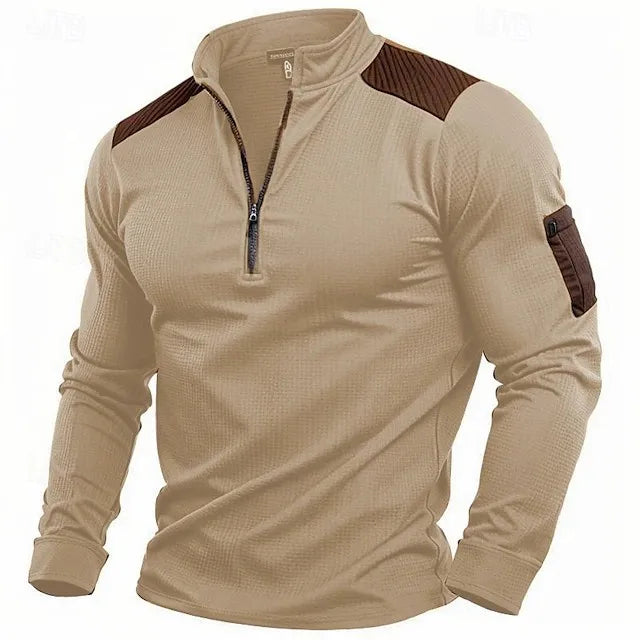 Men’s Stand-Collar Cotton-Blend Pullover