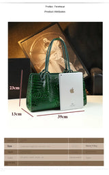 Luxury Genuine Leather Women's Bag Red Crocodile Pattern Ladies Handbags Tote Bag Fashion Travel Portable Shoulder Underarm Bags