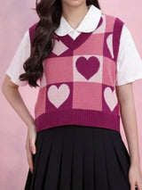 Plaid V-Neck Sleeveless Vest