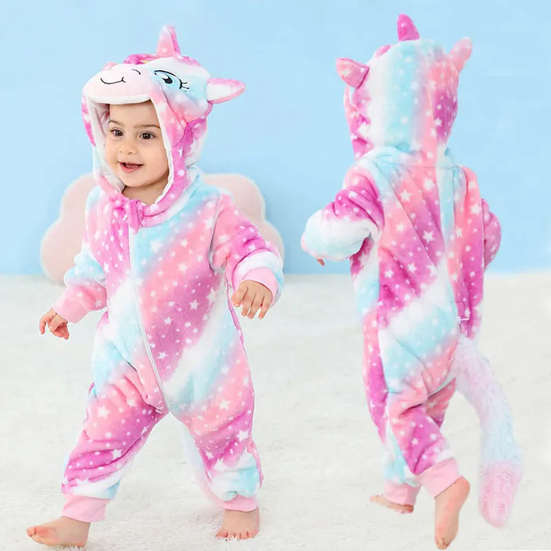 Adorable Animal Cartoon Baby Winter Rompers