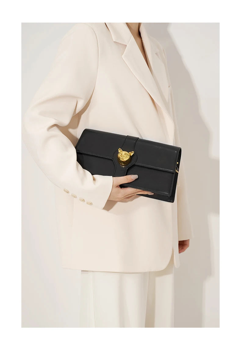 BAFELLI CAT 2026 NEW WOMEN'S BAG LUXURY BRAND FASHION RETRO STYLE DENIM TRENDING SHOULDER CLUTCH FEMALE LEATHER FLAP PURSE