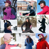 Women's Fleece Ponytail Hat with Ear Warmers & Reflective Cap