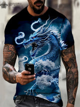 Men's Dragon Print Short Sleeve Graphic T-Shirt