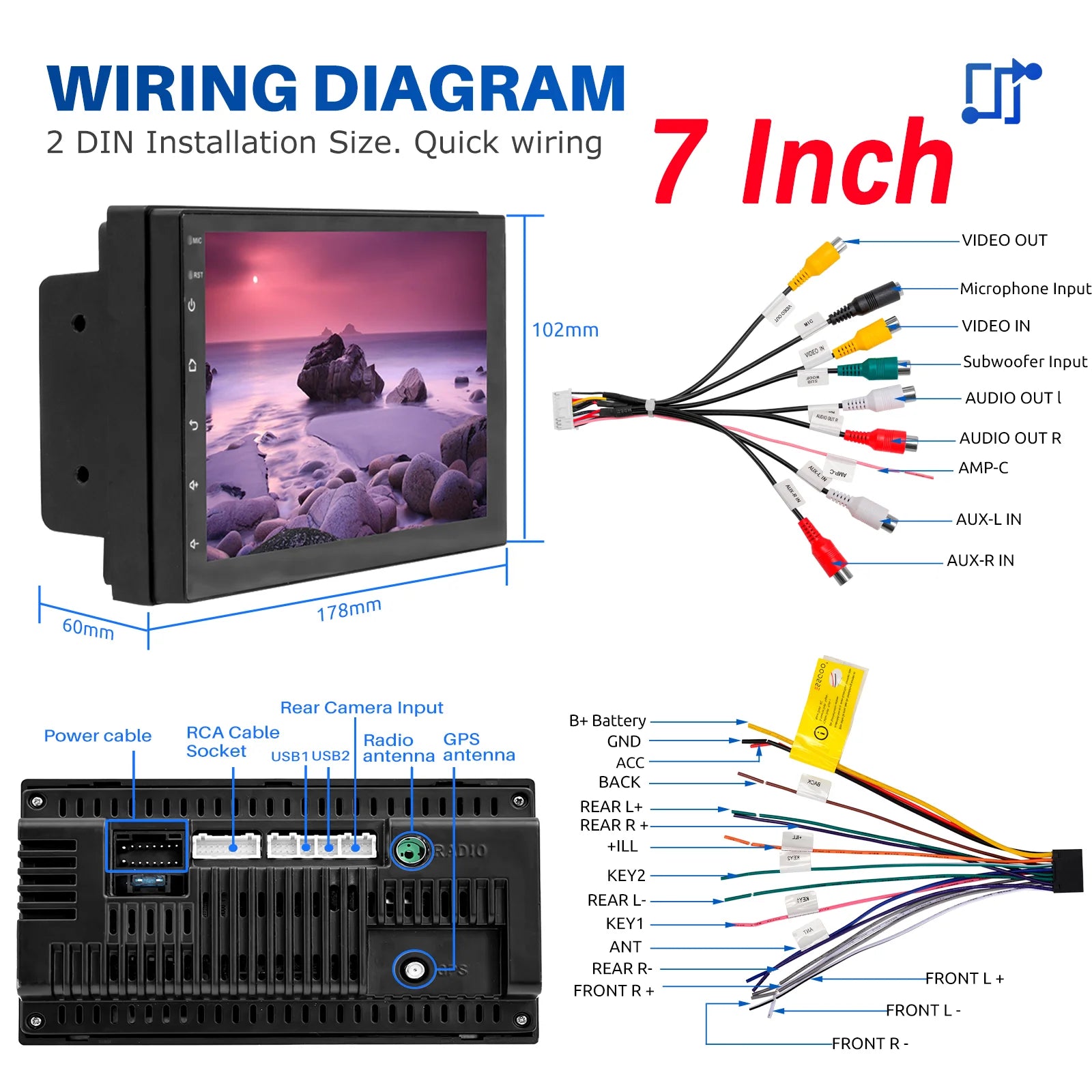 ESSGOO 7"/9"/10" Double Din Car Stereo | Android 14 | CarPlay & Auto