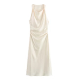 Elegant Satin Summer Slip Dress | Chic Evening Midi for Women