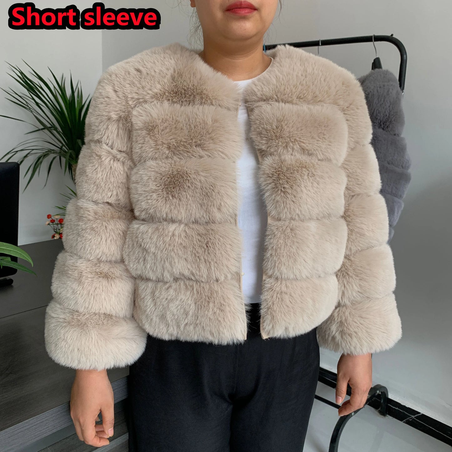 Elegant Winter Faux Fox Fur Crop Jacket
