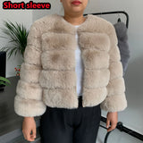 Elegant Winter Faux Fox Fur Crop Jacket
