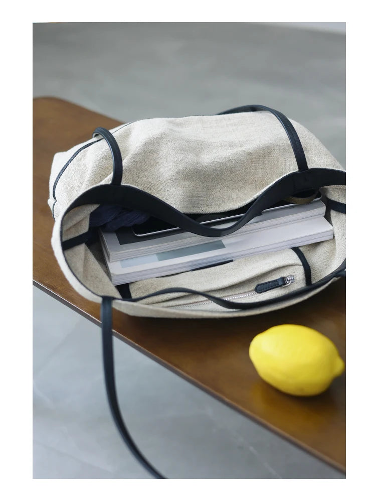 2024 Autumn Cotton And Linen Blend Material Tote Soft And Portable Shoulder Bags Women Casual Practical Bag