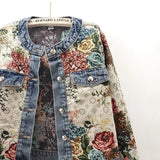Retro Jacquard Denim Jacket | USA-Made Women's Cropped Spring Coat