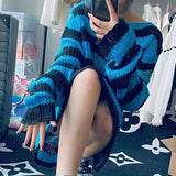 Gothic Striped Distressed Unisex Sweater