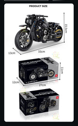 HUIQIBAO 1:8 Classic Motorbike Building Blocks High-tech Model Moto City Racer Bricks Toy for Kid Boy Children Adult MOC Car Set