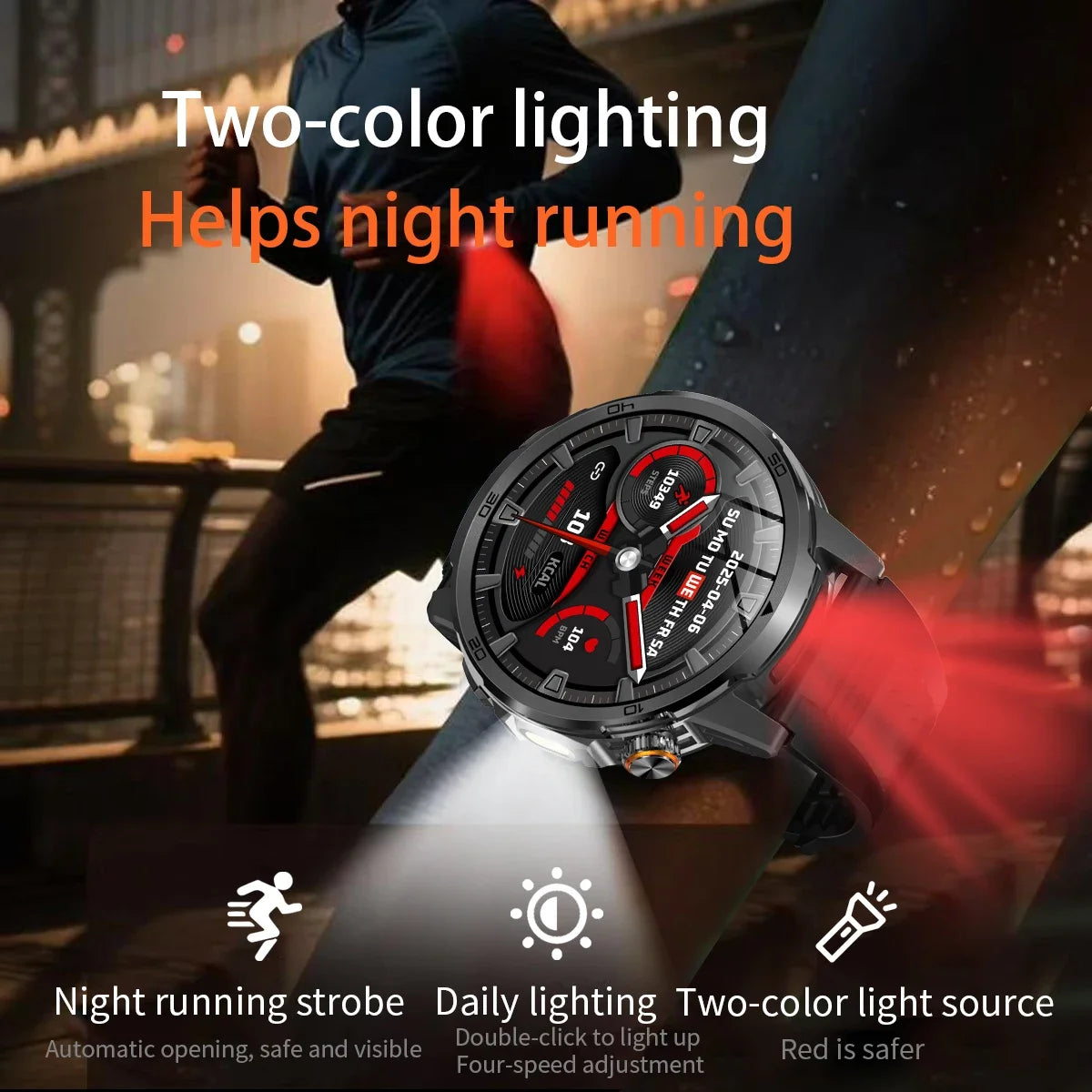 GUHUAVMI AK95 Pro Smartwatch – AMOLED, GPS & Flashlight