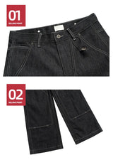 MIJKO Black Original Cow Jeans Wood Trousers Bright Line Design Comfortable Fit Workwear Casual Pants ZJ118