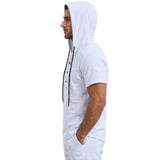 Men's Linen Cotton Hooded Shirt — Lightweight Short Sleeve Button Top