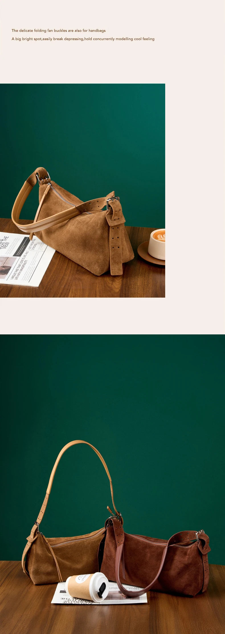 Women's Handbag New Suede Top Grain Leather Crossbody Bag Korean Style Wide Strap Shoulder Handheld Women Light Luxury Versatile