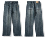 Spring Autumn American Retro Straight Jeans Men Streetwear Korean Fashion Loose Baggy Wide Leg Denim Pants Male Casual Trousers