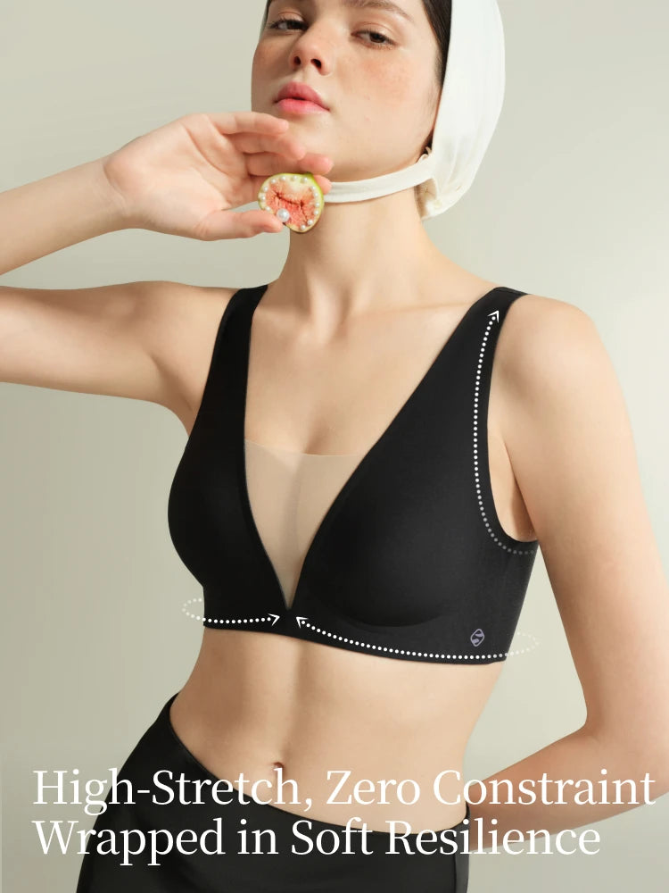 Sujiin Seamless Plunge Push-Up Bra for Women | XM048