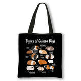 Kawaii Pet Guinea Pig Hamster Print Shoulder Bag Women Casual Handbags Large Capacity Totes Bag Eco Reusable Shopping Bags Gift