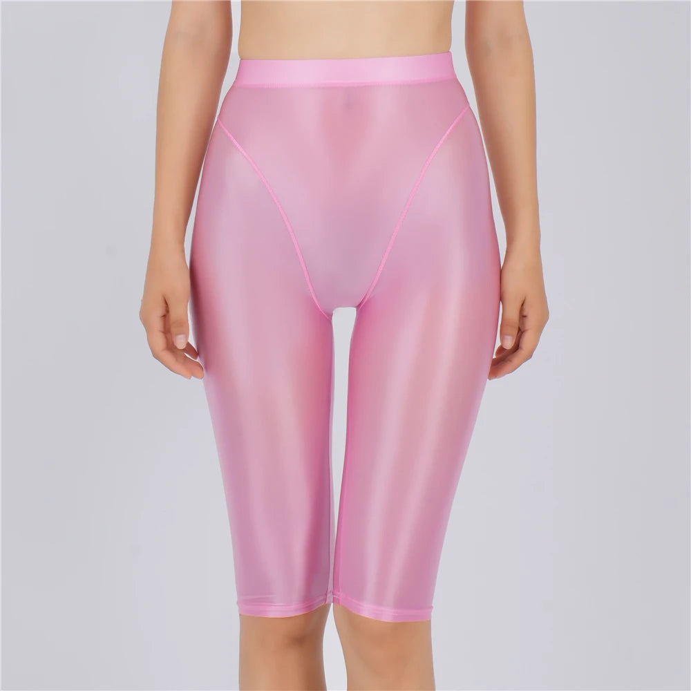 Women's Sheer Stretch Knee-Length Shorts