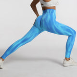 New Women Tie dye High Waist Legging Push Up Scrunch Gym Sports Yoga Pants Elastic Soft Tights Workout Booty Leggins Nylon