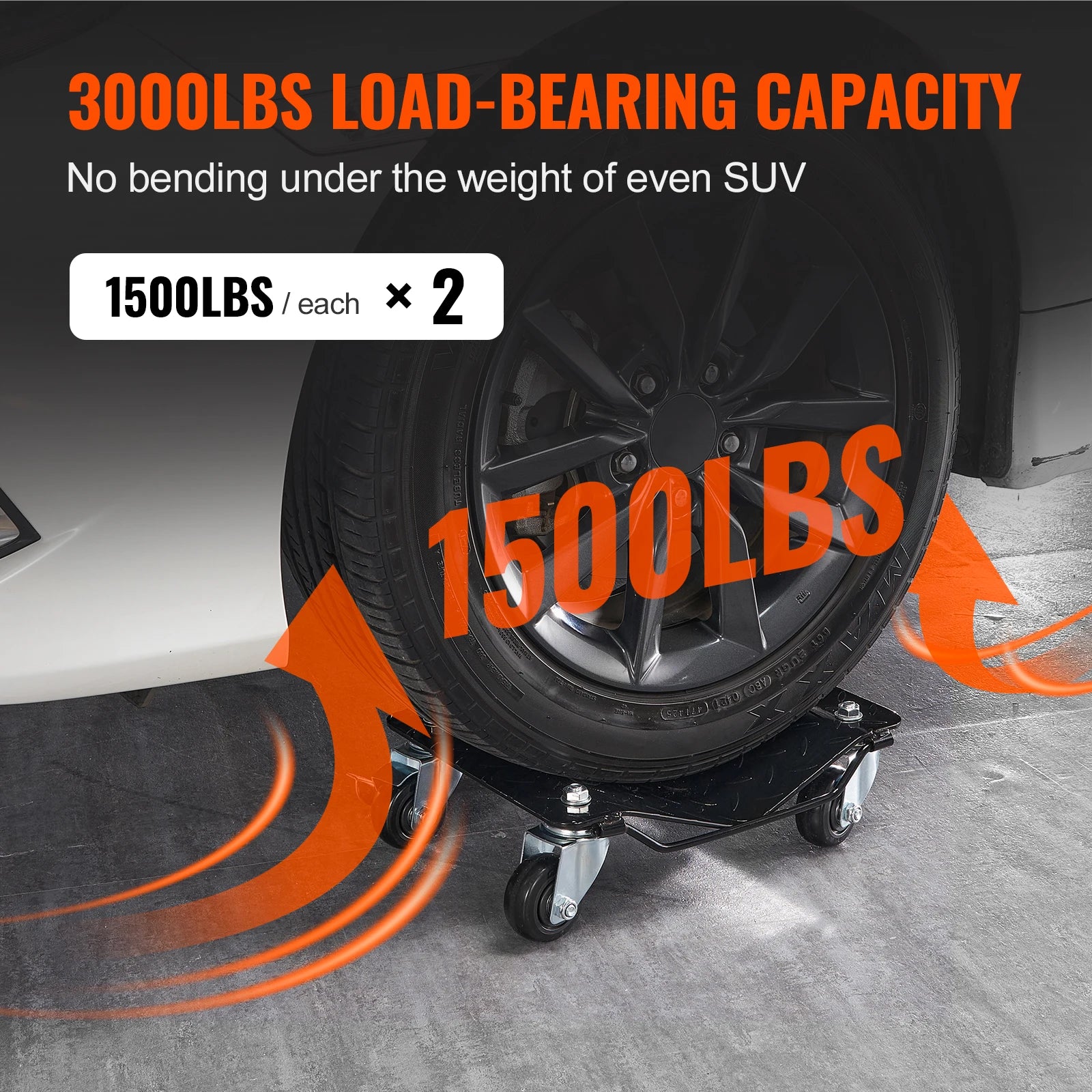 SucceBuy Car Tire Wheel Trolley Dollies 2/4PCS 1500lb Weight Capacity Vehicle Skate Moving Tire with 4 Casters Auto Repair Mover