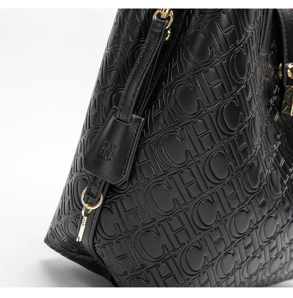 CH Fashion Brand Women's Handbag Large Capacity Casual Diagonal letter Silver Fox Is PU Leather Shoulder Bag