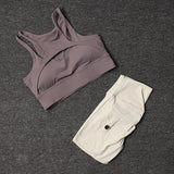 Fitness Shorts Yoga Sets Women's Tracksuit High Waist Sportswear Bra Workout Leggings Cycling Gym Shorts Sports Suit With Pocket