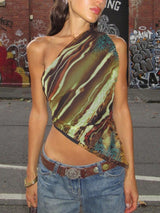Y2K Asymmetrical Single-Shoulder Crop Top