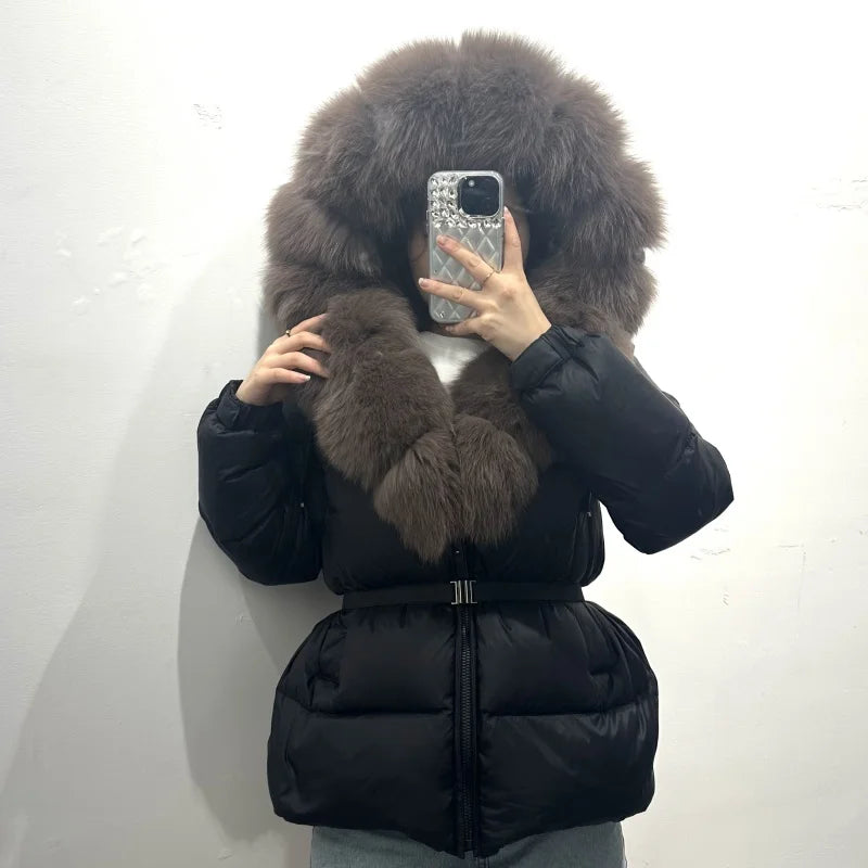 Real Fox Fur Hooded Duck Down Puffer