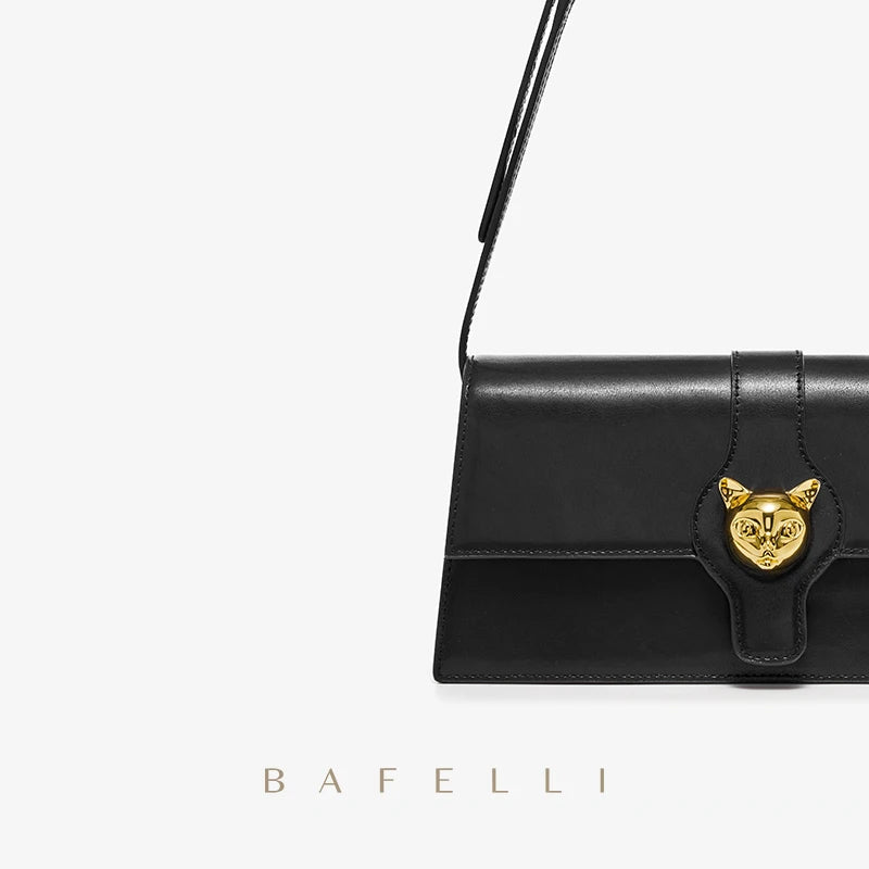 BAFELLI CAT 2026 NEW WOMEN'S BAG LUXURY BRAND FASHION RETRO STYLE DENIM TRENDING SHOULDER CLUTCH FEMALE LEATHER FLAP PURSE
