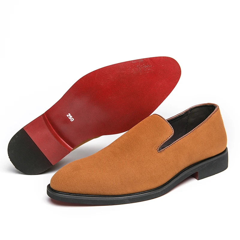 New In Red Bottom Shoes for Men Loafers Flock Solid Slip-On Party Men Dress Shoes Size 38-48 Free Shipping Men Shoes