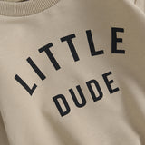 Toddler Boy "Little Dude" 2-Piece Fall/Winter Outfit | Long Sleeve Sweatshirt & Pants Set