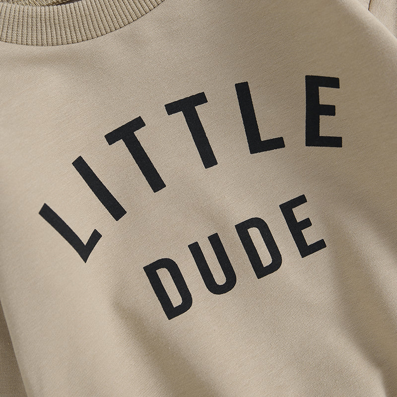 Toddler Boy "Little Dude" 2-Piece Fall/Winter Outfit | Long Sleeve Sweatshirt & Pants Set