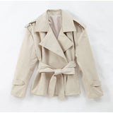 Elegant Lapel Lace-Up Overcoat
