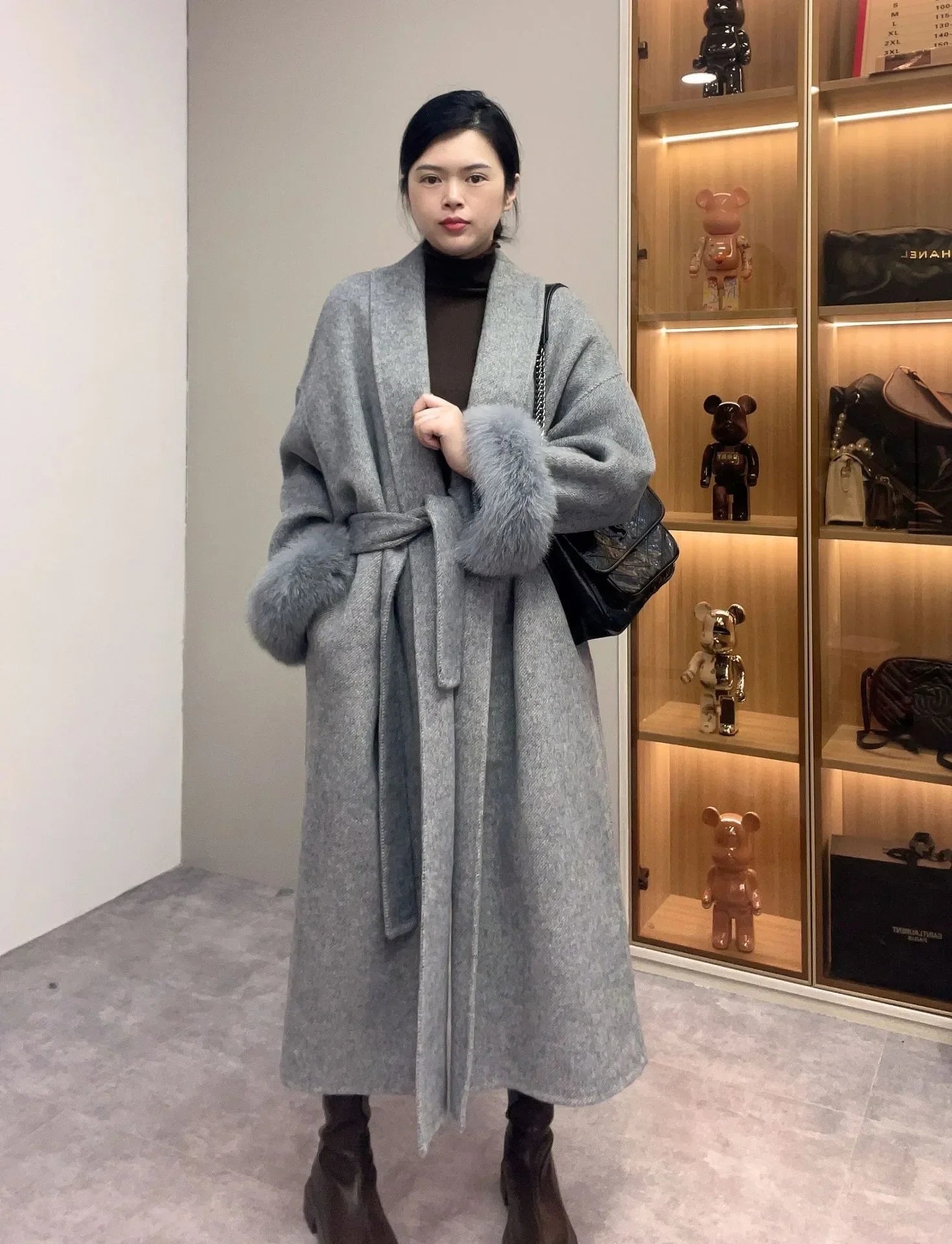 Double-Sided Wool & Fox Fur Jacket