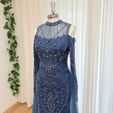 Luxury Beaded Mermaid Evening Gown | Cape Sleeve