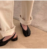 2025 Spring Summer Fashion Soft Leather Split Toe Women Pumps Casual Comfortable 3.5cm Low Heeled Slingbacks Tabi Ballet Shoes