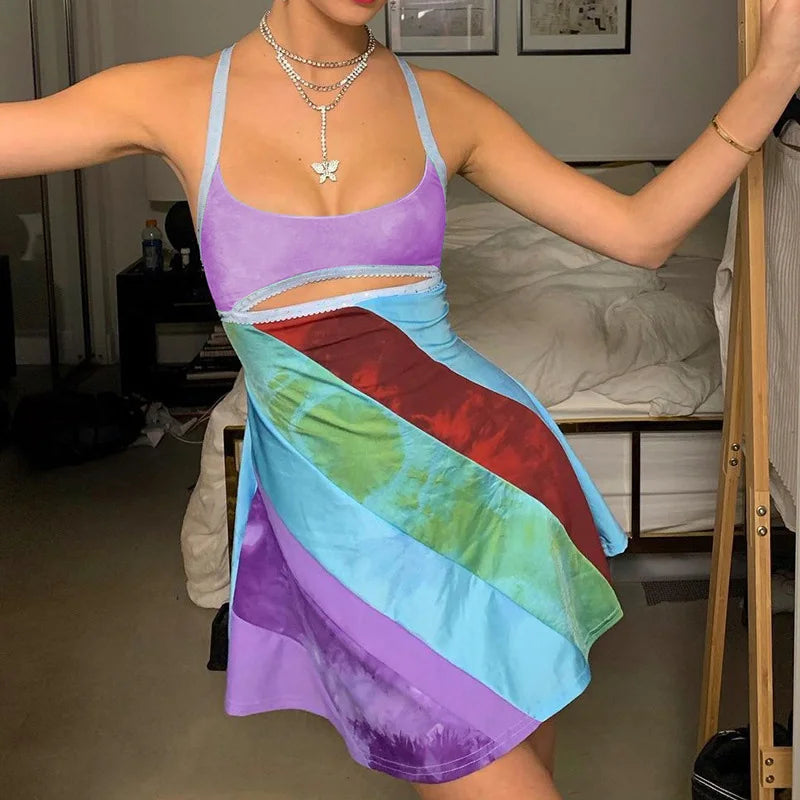 Retro Bandana Print Mini Dress
