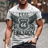 Vintage Route 66 Biker Print Men's Graphic Tee