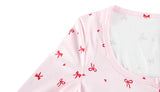 Bow Print Square Collar Loungewear Jumpsuit