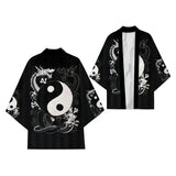 Men's Dragon Print Kimono Cardigan — Oversized Haori Yukata Shirt
