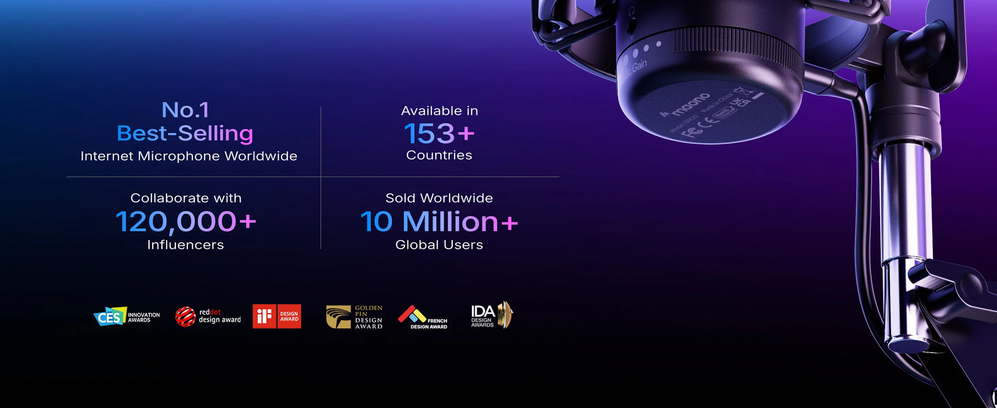 MAONO DGM20S USB Gaming Microphone with RGB & Boom Arm