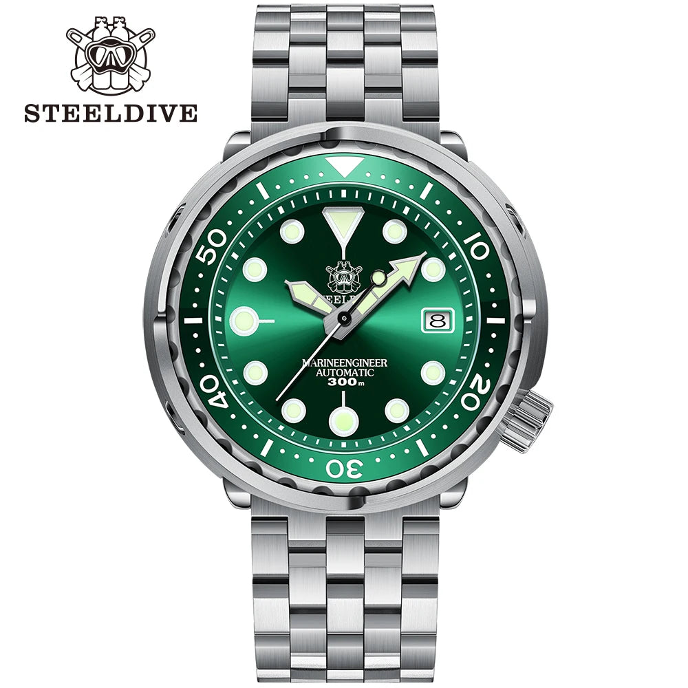 STEELDIVE SD1975 Luxury Auto Watches Men Dive Watch 300m Waterproof C3 Luminous Clock Sapphire Mirror NH35 Mechanical Wristwatch