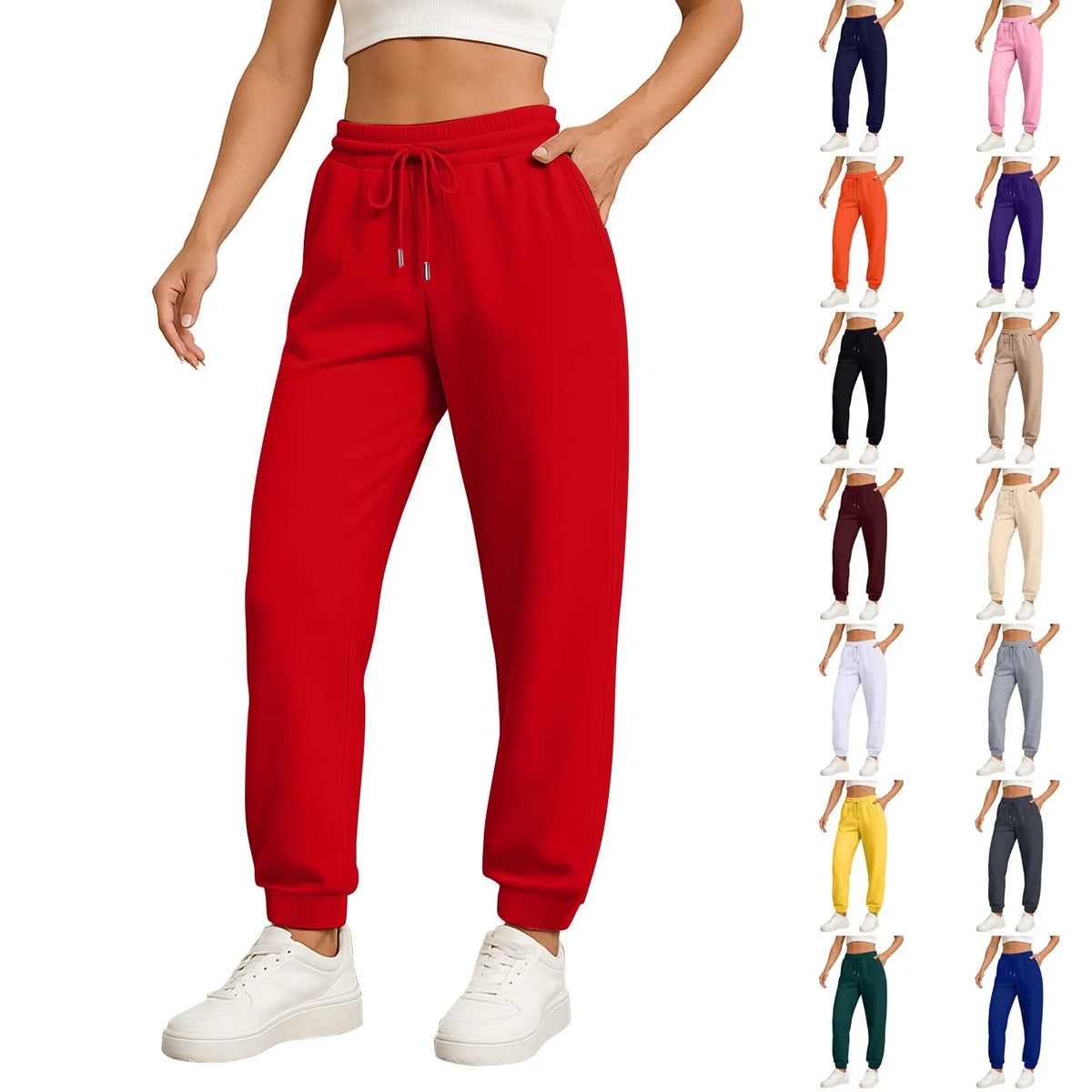 Women's High-Waist Drawstring Straight-Leg Pants