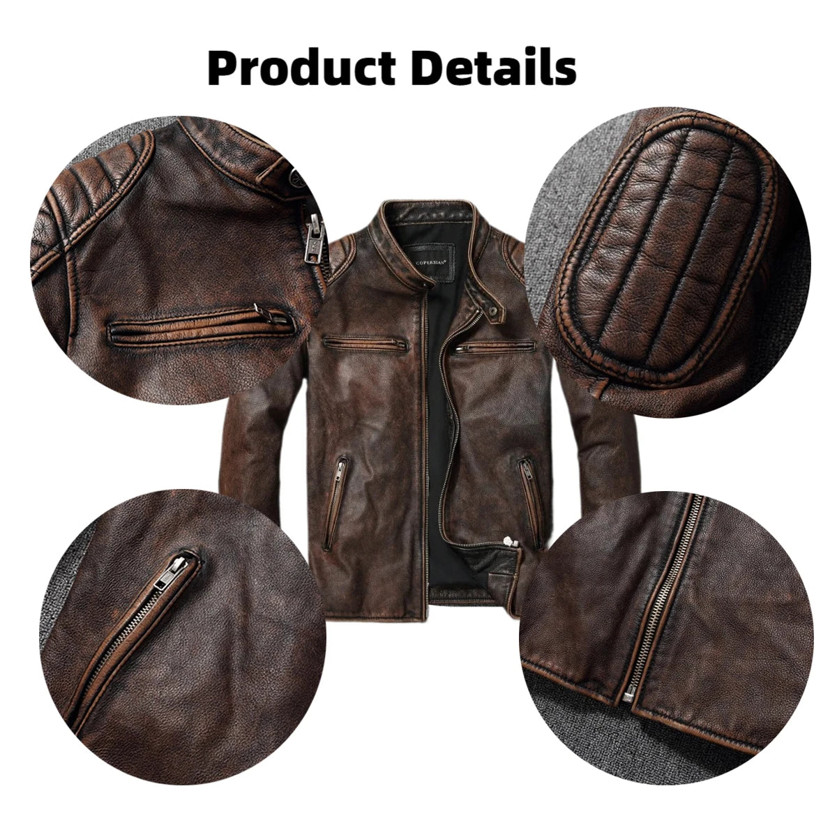 New 100% Cowhide Leather Jacket men Top Layer Clothes Men's Stand Collar Motorcycle Clothes  Autumn Winter Plus Size motorcycle