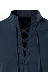 King Billion Men's Shirts Casual Men Cotton Linen Long Sleeve T-shirt Spring Autumn Vintage Shirt US Size Drawstring Neck