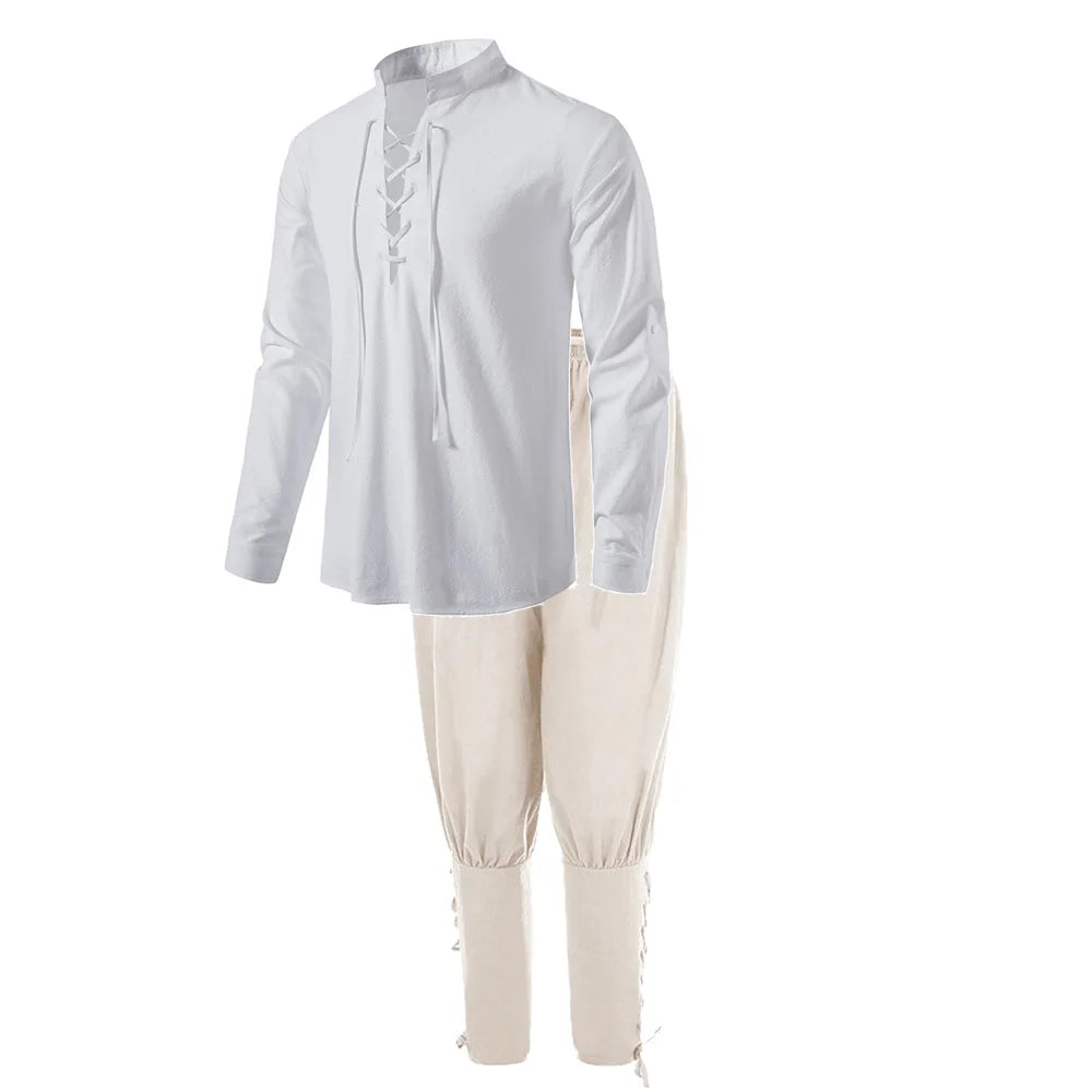 Men's Medieval Costume Set in Cotton Linen
